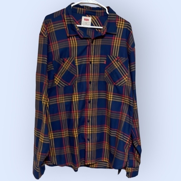 Levi long sleeve shirt, blue with red and gold , size xxlg - Picture 1 of 9